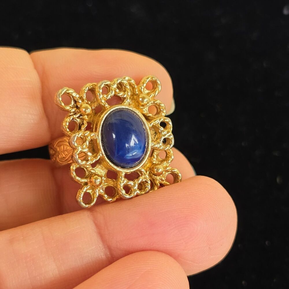 1975 SARAH COVENTRY Victoria Blue Ststement Ring - Adjustable
